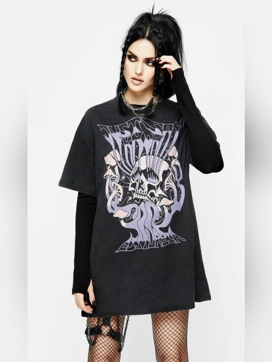 Disturbia Tops - Disturbia Just Say Know Mushroom Tee Dress